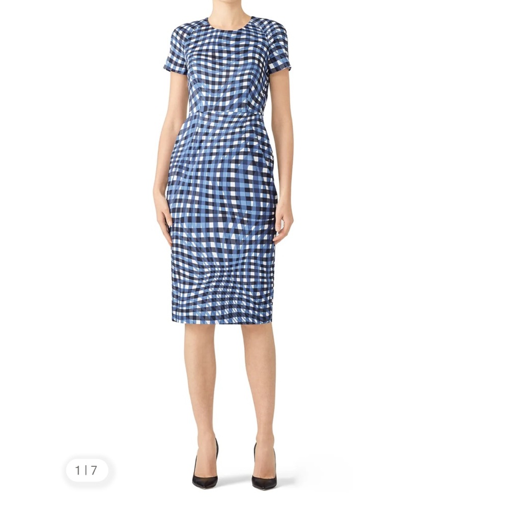 L.K. bennett Kaleigh Blue Print Dress sz 8 #B1